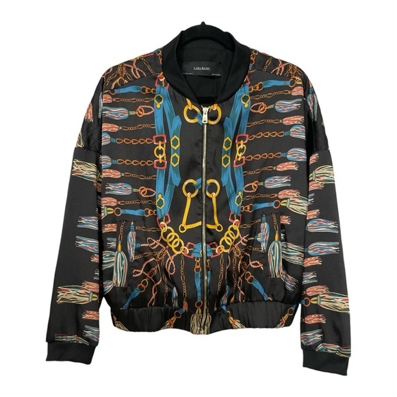 ZARA Chain Print Bomber Jacket L Bloggers' Fave! - Picture 1 of 14